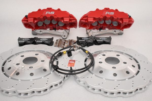 Audi RS Full Big brake upgrade Brembo 8 Pot Calipers 365x34mm Wave Brake discs Brand NEW Red